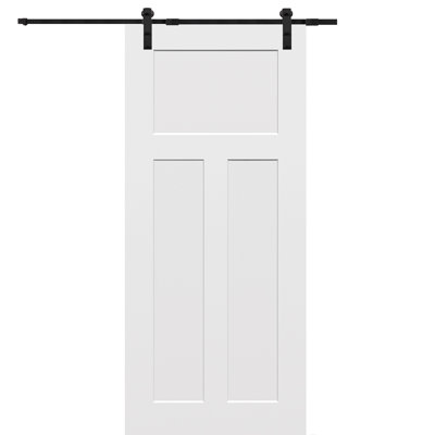 Door Hinge 80'' Solid + Manufactured Wood Paneled without Installation Hardware Kit Barn Door