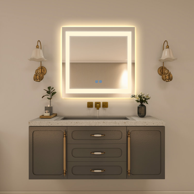 36X36 LED Bathroom Mirror with Lights, Anti-Fog, Dimmable, Backlit Front Lit, Smart Bathroom Vanity Mirror, Memory Function, Shatterproof, Tempered Glass (Horizontal/Vertical)