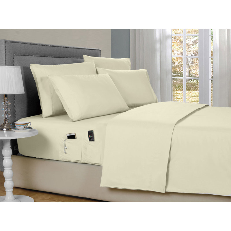 Kathy Ireland 6 Piece Smart Pocket Sheet Set, Ivory, Twin