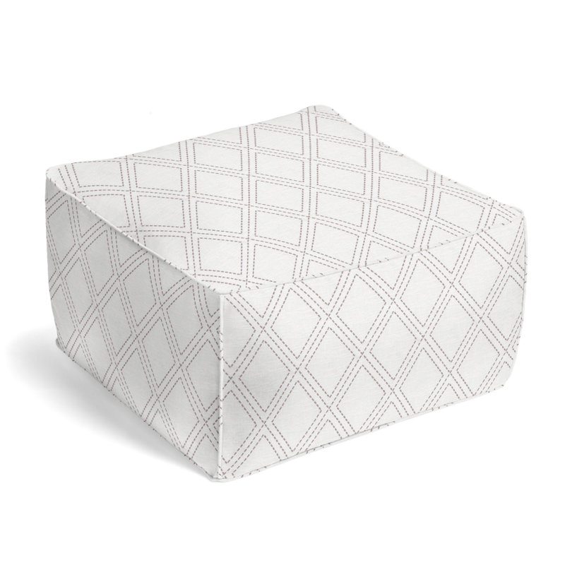 Upholstered Pouf, Ash Linen Blend/Cotton Blend