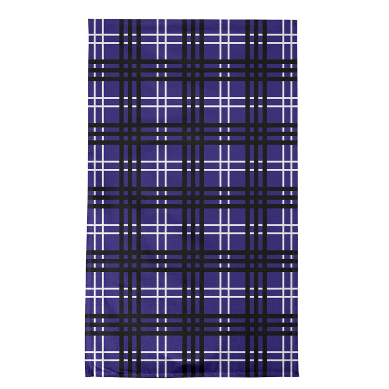 Plaid Tea Towel Kitchen Towel, Cotton Blend, Purple/Black/White