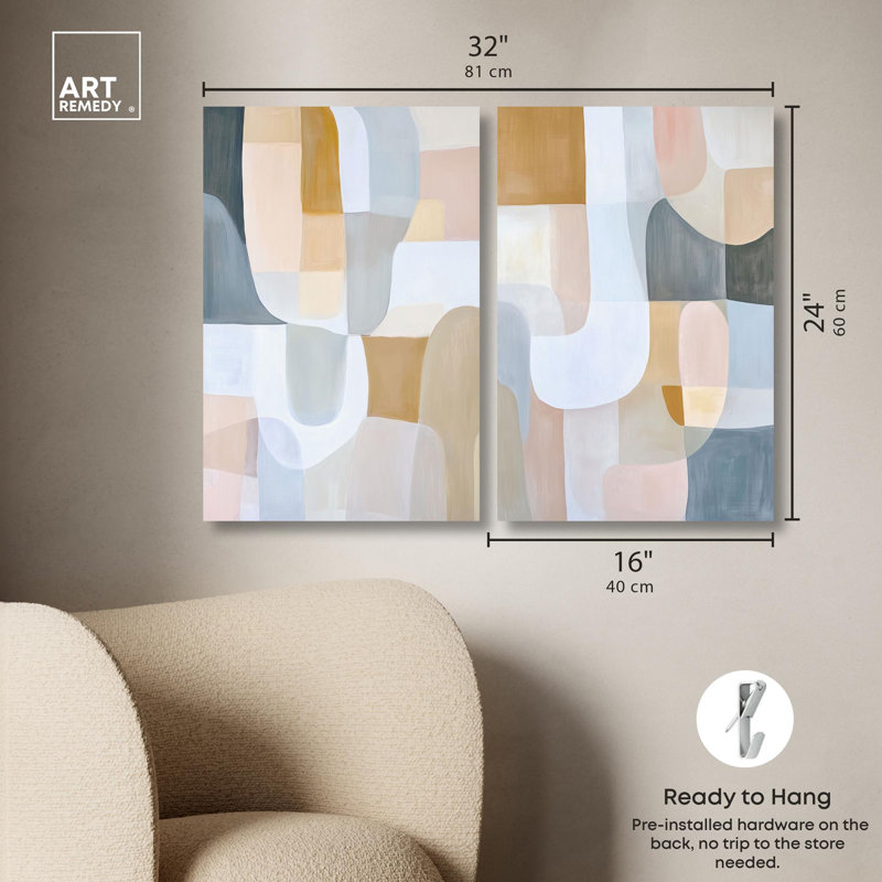 Ensemble de 2 reproductions sur toile Harmony , H 24 po x l 16 po, Toile tendue, Ne s’applique pas