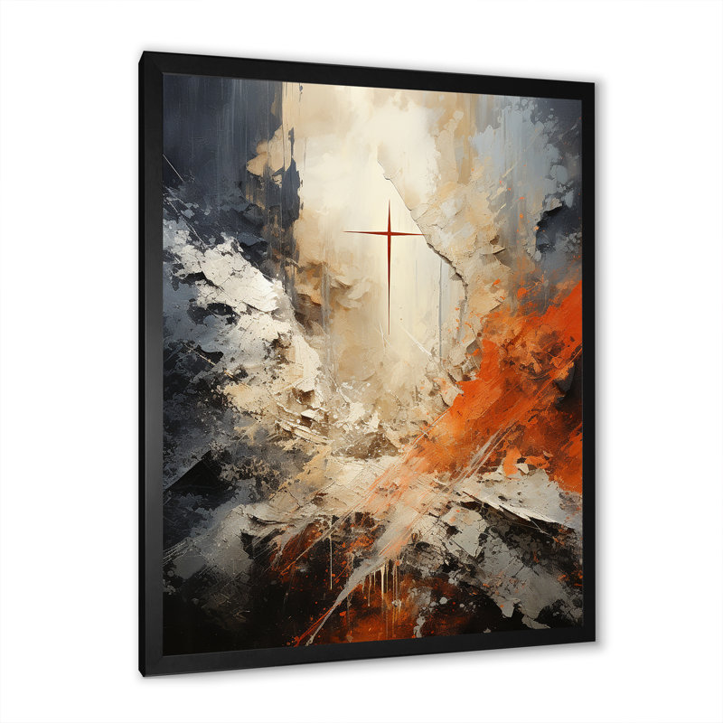 Minimalisme Christianisme croix rêve - Christianisme grand art mural, H 44 po x l 34 po, Cadre photo unique, Noir