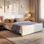 Lits Cloud Comfort, lattes en bois blanc Boucle King, chambre à coucher de maison moderne