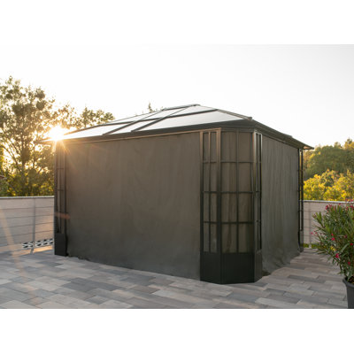 Rideaux gris Sojag pour abri de jardin Savino, polyester, stores d'extérieur