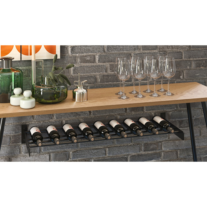 Support à vin industriel en liège et noir mat 9 bouteilles Abbie-Marie - H 5 po x l 41 po, 9 Wine Bottles