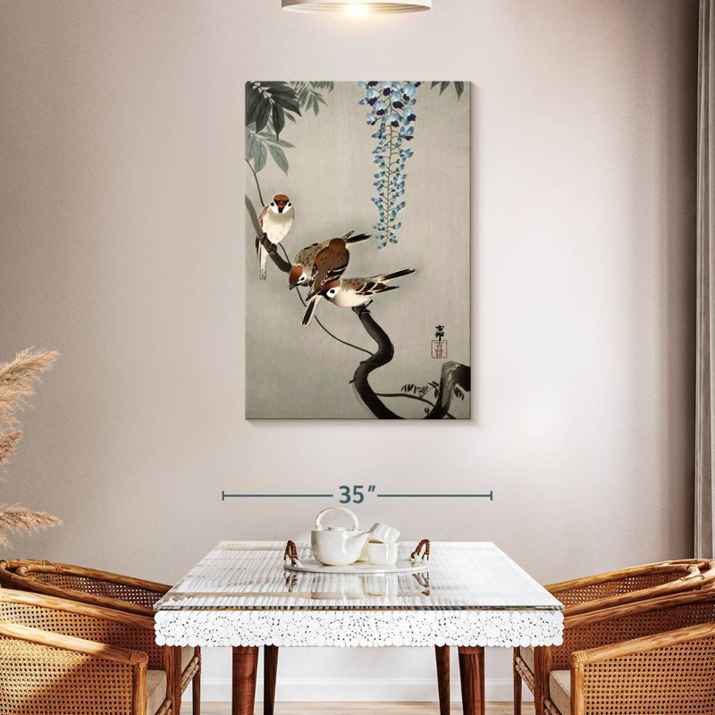 Brampt Ring Sparrows At Wisteria, 45" H x 30" W