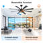 Ventilateur de plafond industriel à 8 pales de 52 po avec double lumière E12 et télécommande, moteur à courant continu réversible à 6 vitesses, pales noires / noyer-1058784103