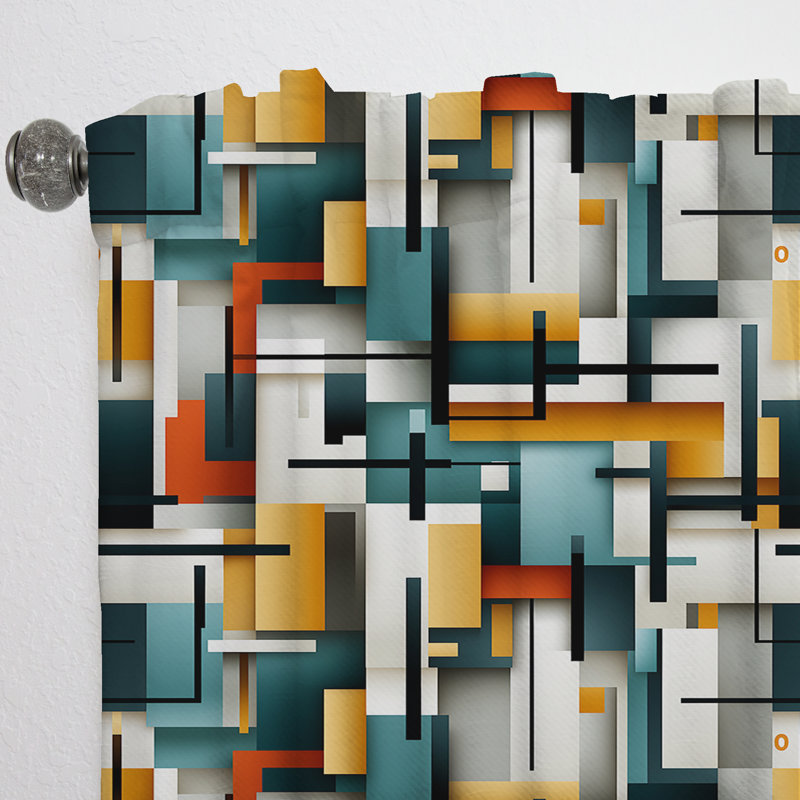 Metropolitan Cubic Geometric Patterns - Rideau obscurcissant géométrique abstrait - 1 panneau, L 52 po x L 95 po