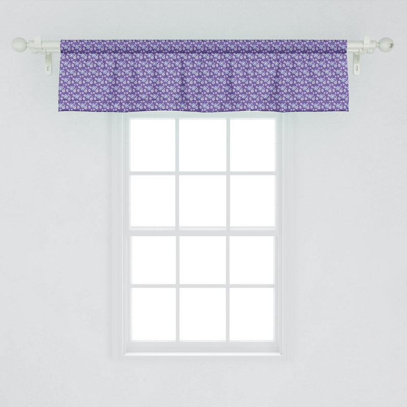 Cantonnière Ambesonne, lot de 2 mini fleurs rétro bleu violet et blanc