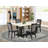 5-Piece Dinette Table Set Includes a Linen White (Off-White) Dining Room Table and 4 Shitake Linen Fabric Dining Room Chairs with High Back - Wire Brushed Black Finish-85692386-85692389-130066747