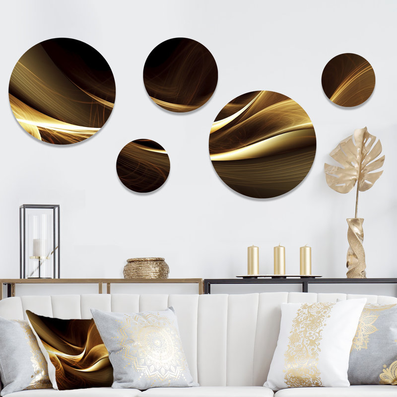 Gold Elegant Modern Sofa I - Modern Waves Metal Wall Décor