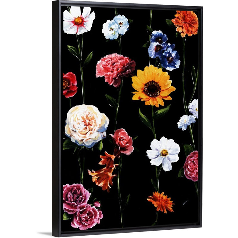 « jardin antique », peinture sur toile, H 37,7 po x l 25,7 po x P 1,75 po, Cadre flottant noir
