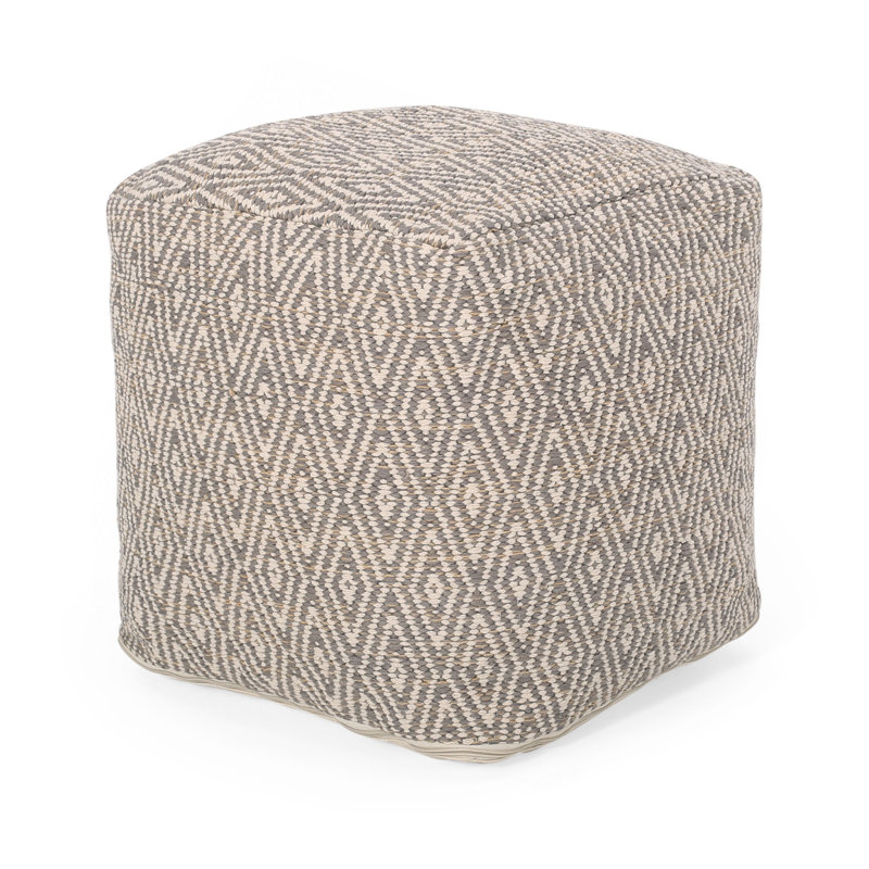 Hand Crafted Cotton Pouf（ONLY OTTOMAN), Beige