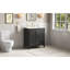 Meuble-lavabo cannelé élégant avec lavabo en céramique, boîte simple, pieds en bois massif, portes et tiroir à fermeture en douceur, tablette de porte, noir, meubles-lavabos