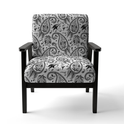 Fauteuil d'appoint rembourré à motif cachemire blanc à motif floral blanc