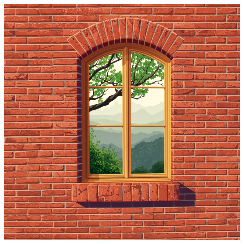 Couvertures de fenêtre murales en brique rouge, L 50 po x H 60 po