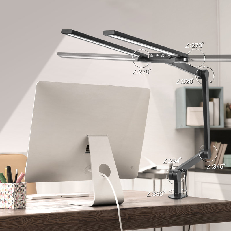Wrought Studio™ Desk Lamp With Clamp, Auto-Dimming Eye-Caring Led Light 24W, 37.4" Long, Memory Function For Home Office, Desk And Computer Desk Lamp, Adjustable Light For Reading, Diy, Drafting, Working