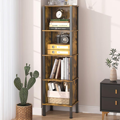 5 Tier Narrow Bookshelf, 4 Cube Bookcase, Slim Corner Open Display Storage Shelf For Small Space, Living Room, Office, Bedroom -  17 Stories, A2CE624E83A84954AB3267E2FBCE4922