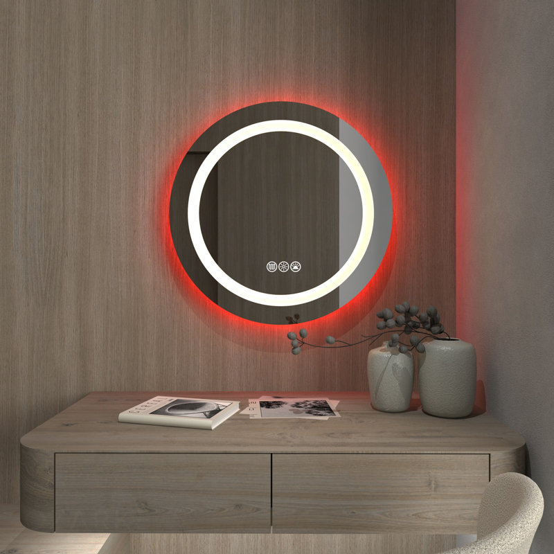 Naiha Aluminium Frame Circle Wall Mirror, 31.5"H x 31.5"W
