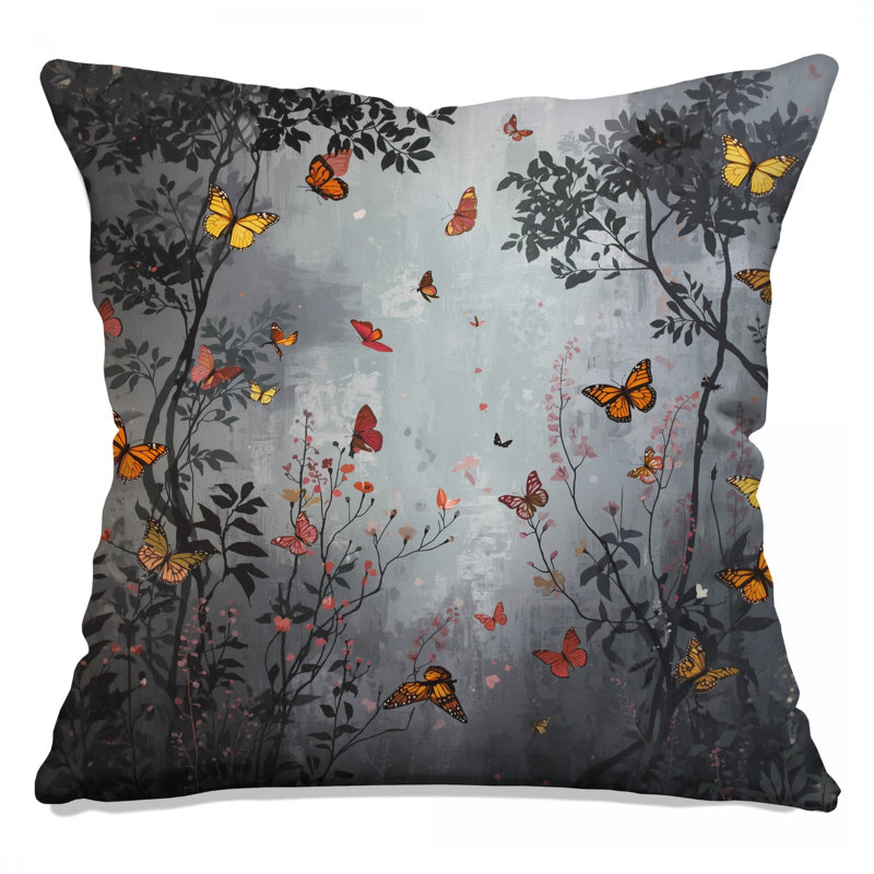 Coussins décoratifs à double face Butterflies In Forest, 26 x 26 pouces