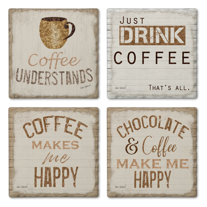 Chocolate & Coffee 4 Pack Assorted Tumbled Tile Stone Coasters