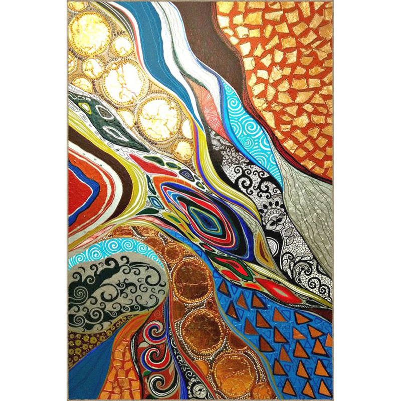 Tapis multicolore à motif décoratif lavable, Sous-tapis carré 3 pi 3 po inclus
