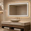 Miroir de salle de bain sans cadre à DEL avec température de couleur 3 et miroir de salle de bain anti-buée, rétroéclairé et éclairé à l'avant avec fonction de mémoire-1781579759