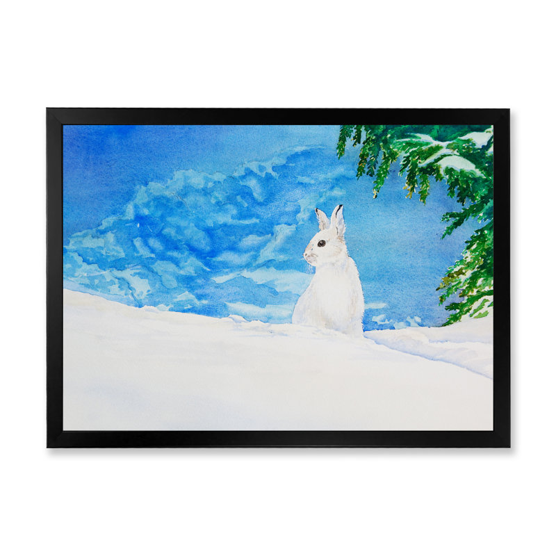 Reproduction de cadre flottant sur toile Christmas Winter Rabbit, H 24 po x l 36 po x P 1 po, Cadre photo noir