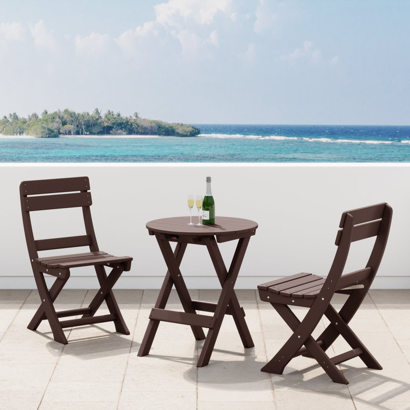3-Piece Folding Dining Set, Dark Brown