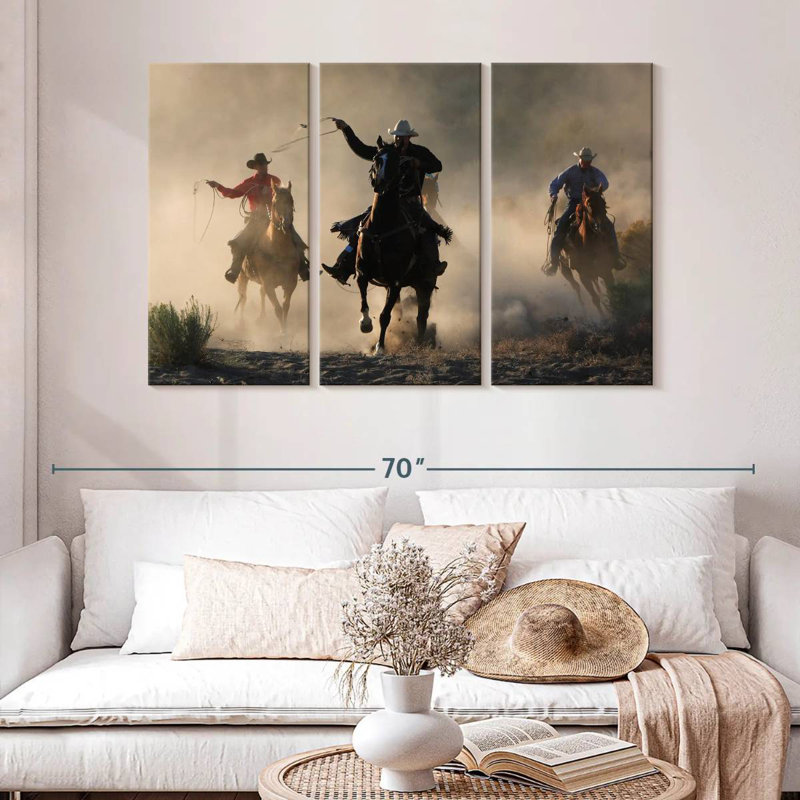 Lelar Cowboys In Action, 32" H x 50" W