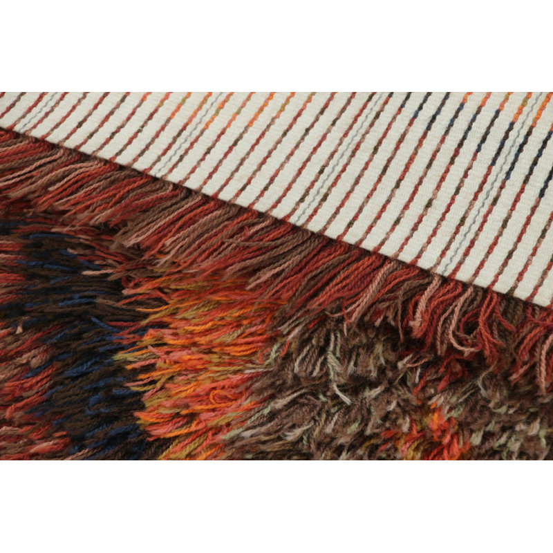 Vintage Swedish Rya Runner With Multicolor Abstract Pattern -  Rug & Kilim