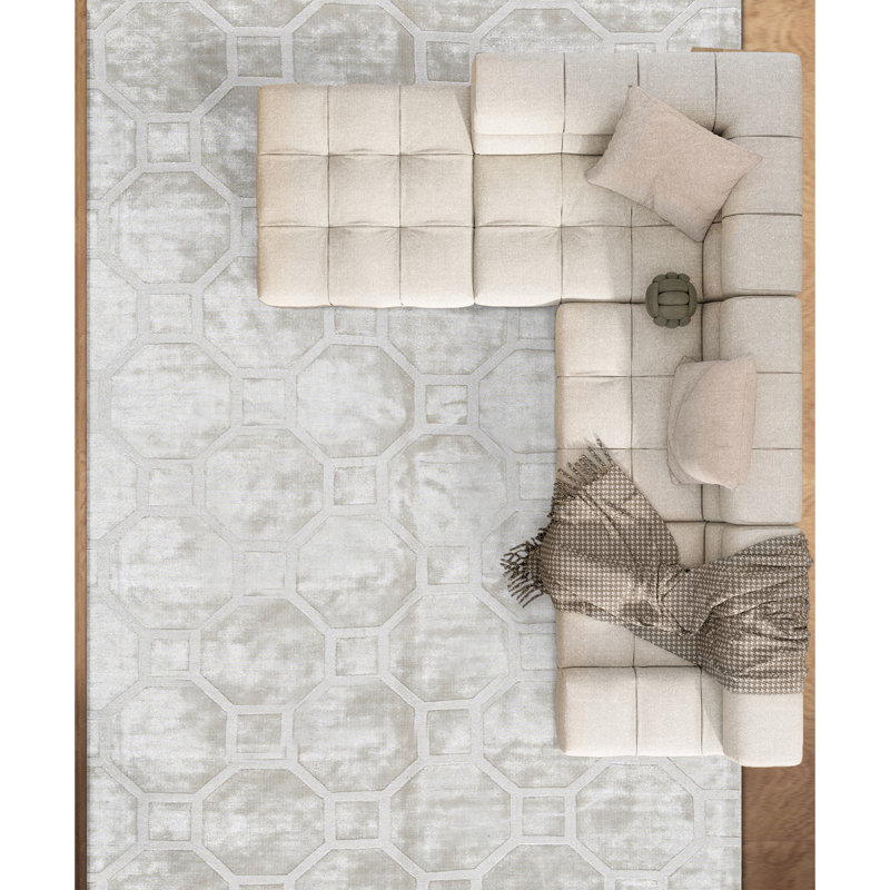 Geometric Area Rug in Ivory