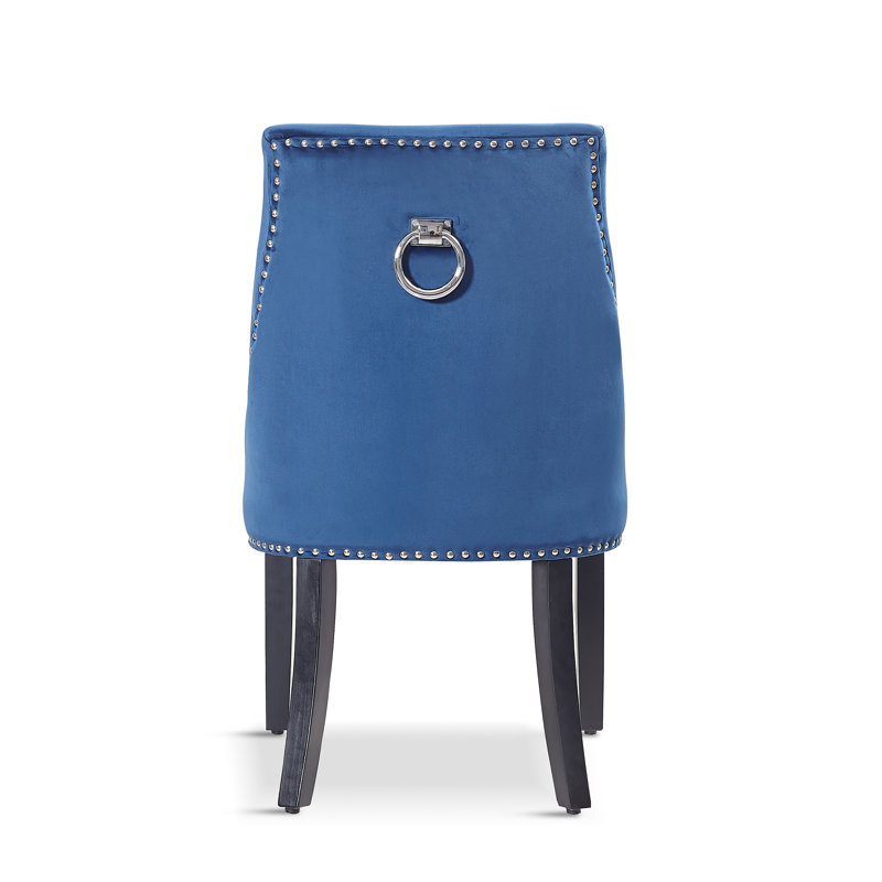 Vogel 48cm H Tufted Velvet Upholstered Side Chair, Blue, 2