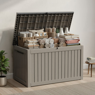 Boîte de rangement verrouillable en résine résistante à l'eau de 57,92 po l 230 gallons (brun clair / gris)
