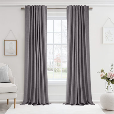 Cadnite 50" W Thermal 100% Blackout Linen Textured Curtain Panels