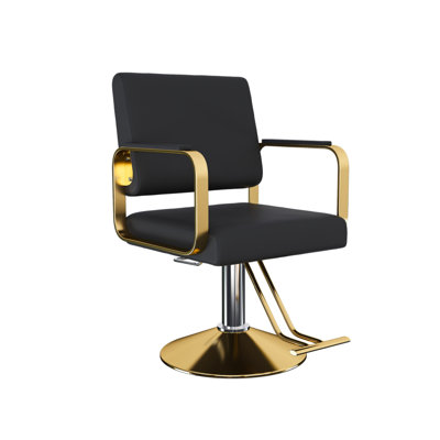 Hydraulic Salon Chair - 360° Rotating Stylist Chair With Pump, Non-Tilting Hairdressing Chair, Suitable For Hair Salons, Tattoo Studios, And Beauty Spas, Black And Gold