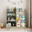 Bibliothèque à 4 niveaux en bois vert sauge pour enfants avec bac de rangement pour jouets Présentoir à bibliothèque multifonctionnel pour chambre d'enfant