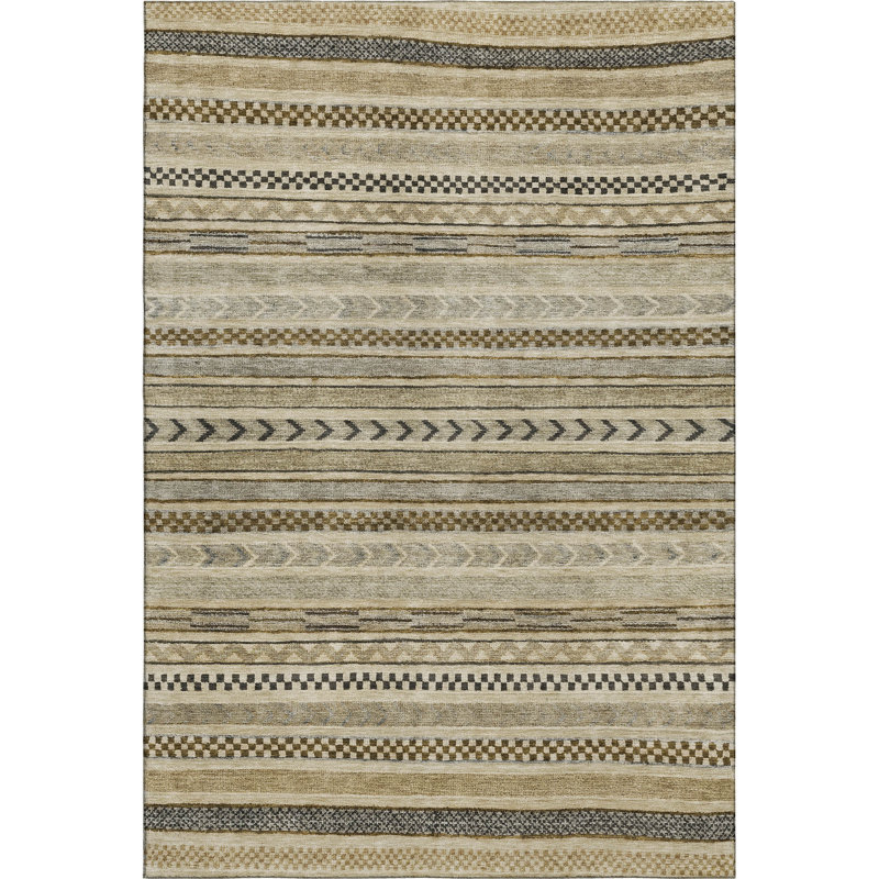 Premium Machine Washable Brennon AMF1625 Stripes Rug, Rectangle 8' x 10'