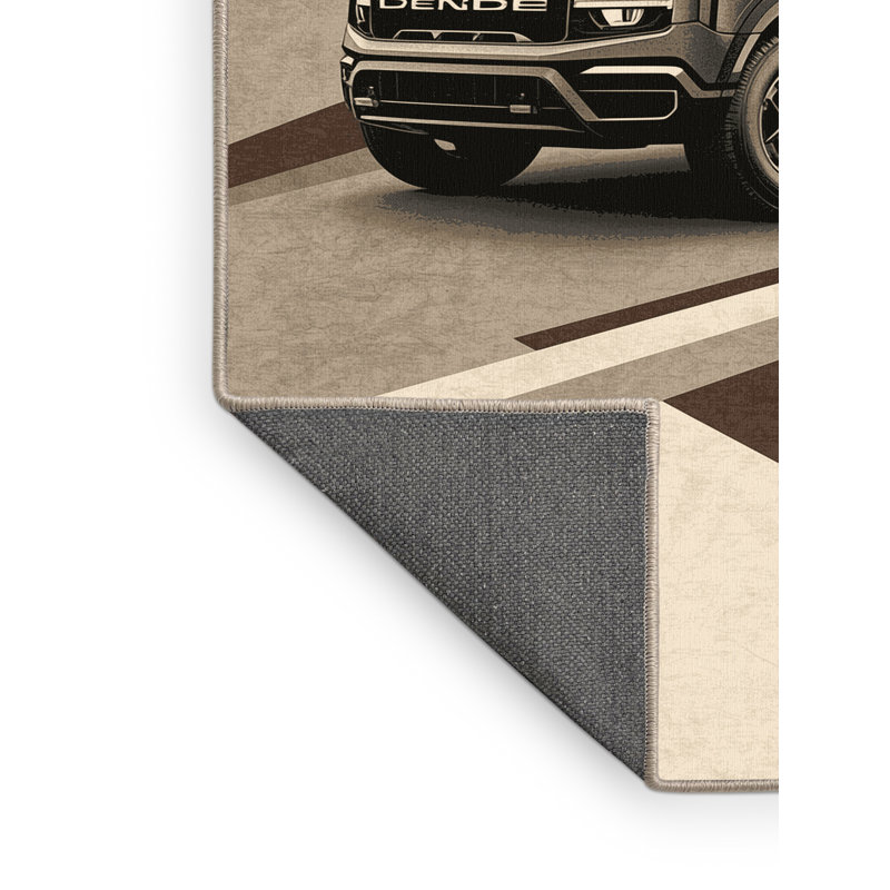 Soft Plush Eberly Offroad Suv Modern Rustic Area Rug in Brown – Beige Binding, 2x5