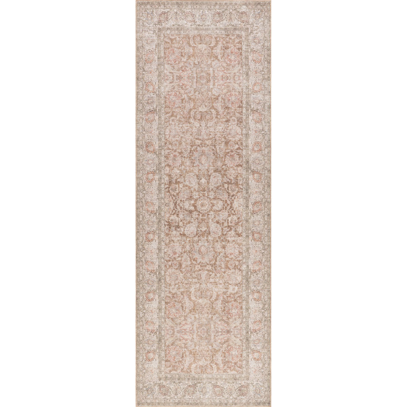 Jeccica Distressed Vintage Medallion Jute Blend Polyester Area Rug, Runner 2'8" x 8'
