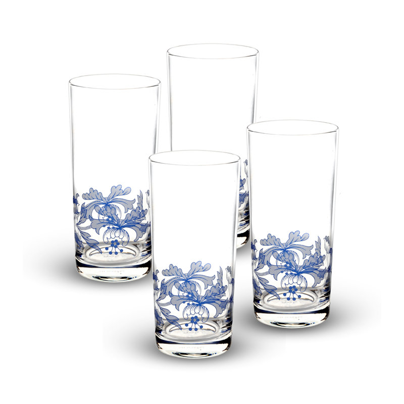 Spode Blue Italian Highball Glasses 15 Oz