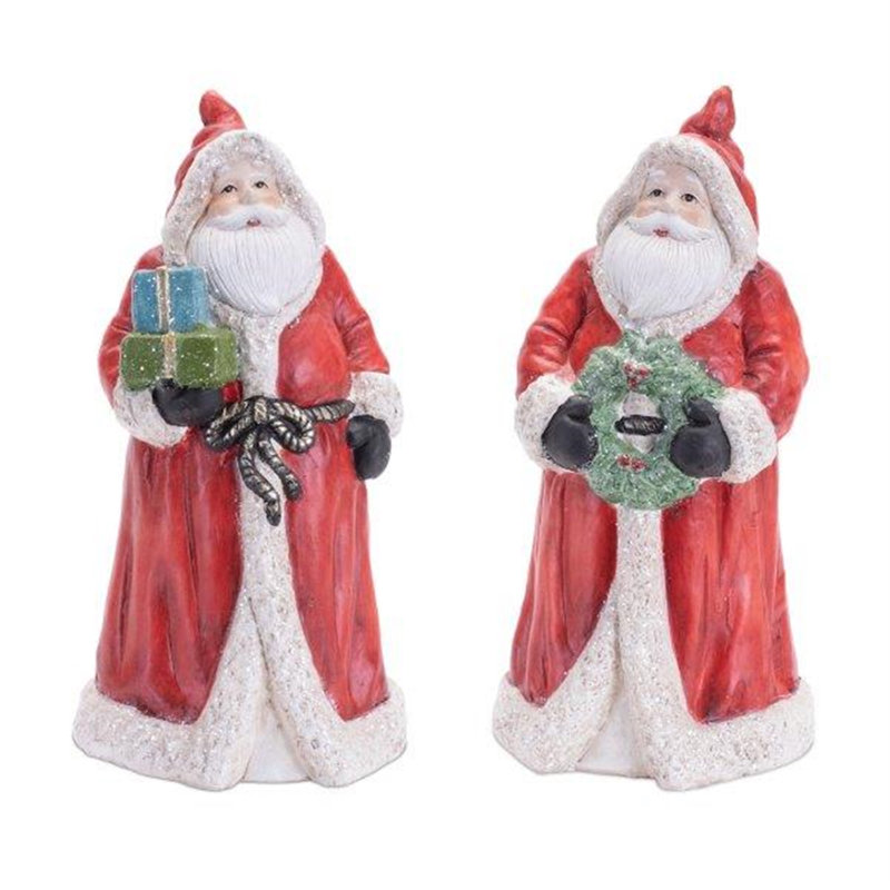 Figurine de père Noël à capuchon en terre cuite (ensemble de 2)