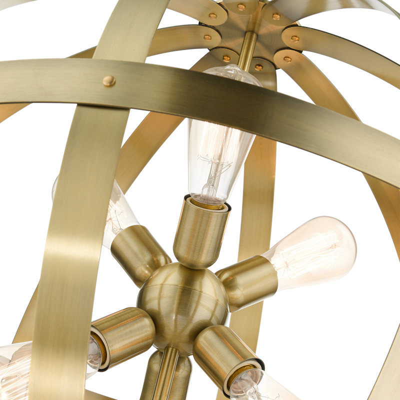 Eda 6 - Light Dimmable Globe Chandelier, Antique Brass