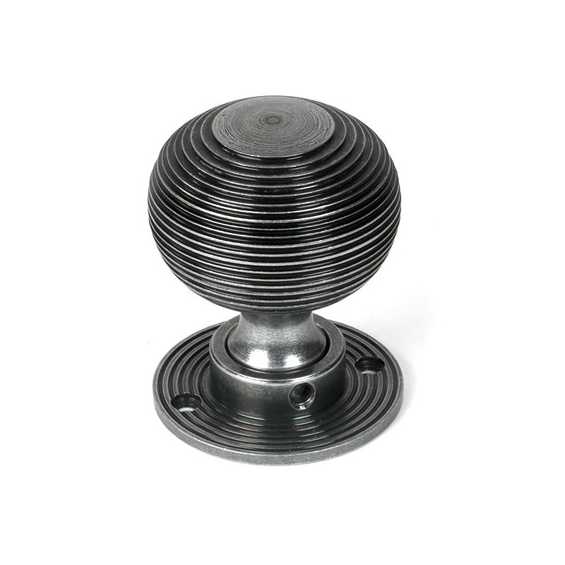 Beehive Interior Mortise Knob Set, Pewter Patina