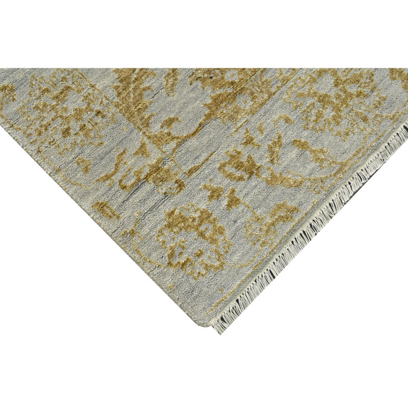 Tapis argenté et doré de haute qualité noué à la main