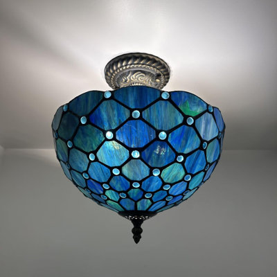Tiffany Glass Semi Flush Mount