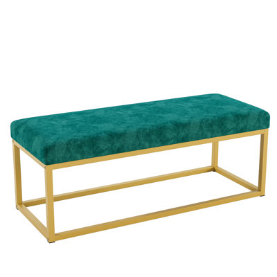 Storage Bench For Entryway, Bench With Steel Frame,, Synthetic Leather, Living Dining Room, Mid-Century Modern
