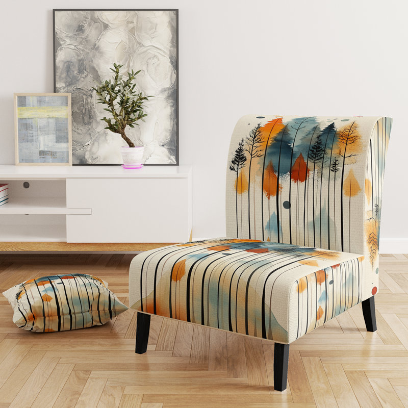 Chaise d'appoint Tree Pine - Chaise d'appoint Summer Valley Pine Forest Silhouettes II, Slipper Armless
