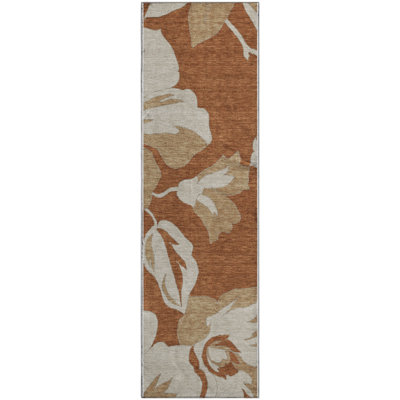 Premium Machine Washable Prisco Terracotta Rug